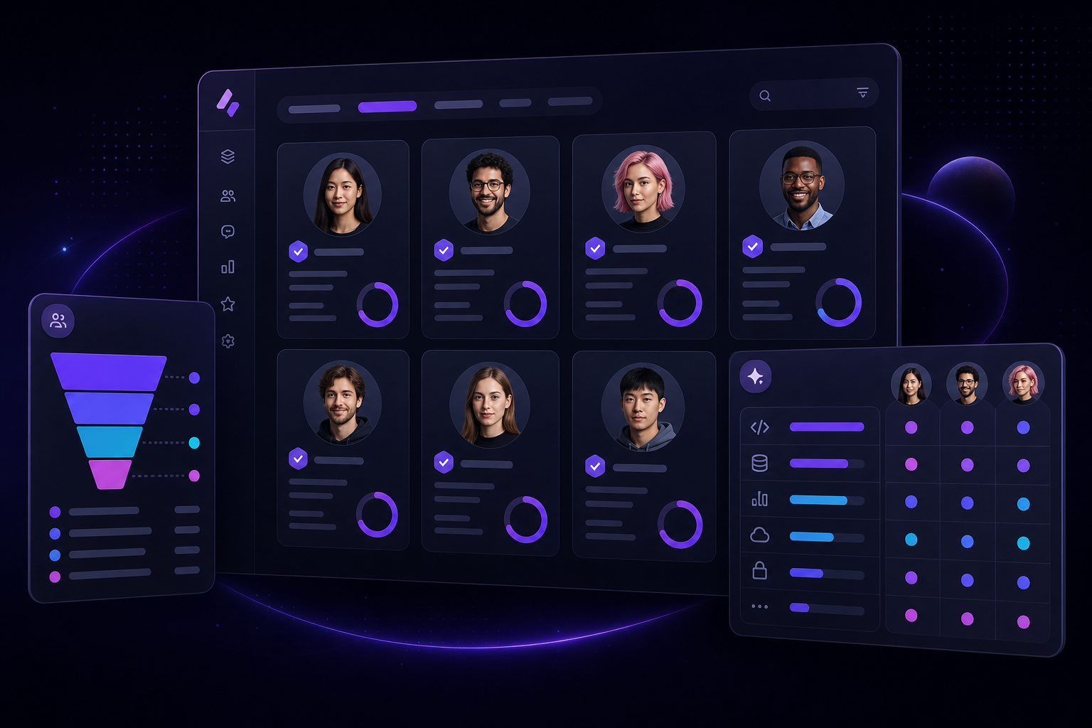 RiseIQ talent discovery — candidate board, pipeline, and skill match